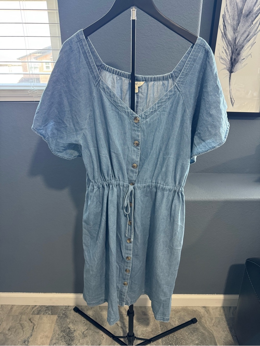 Terra & Sky Light Blue Button-Front Mini Dress